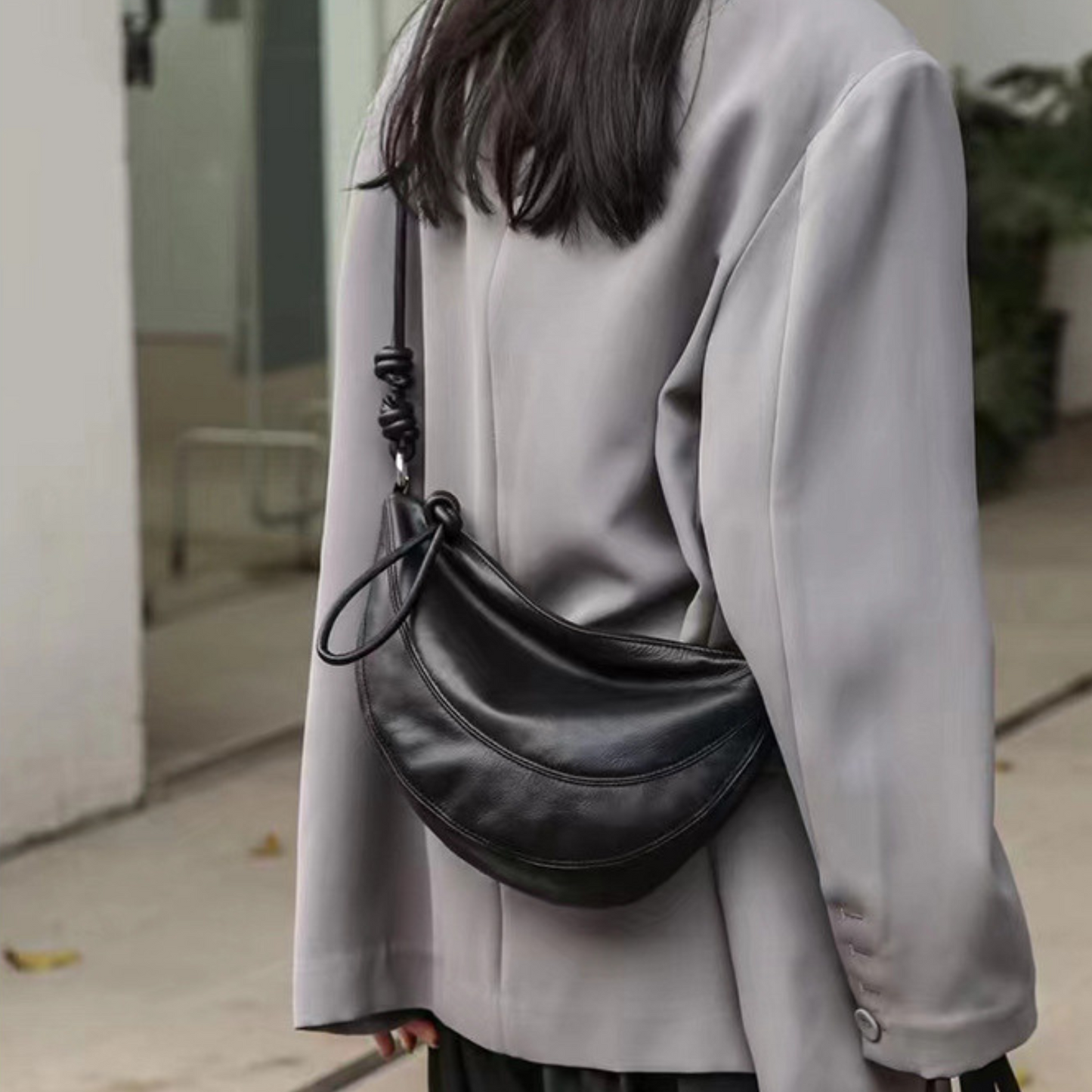 Handmade Black Leather Bag for women