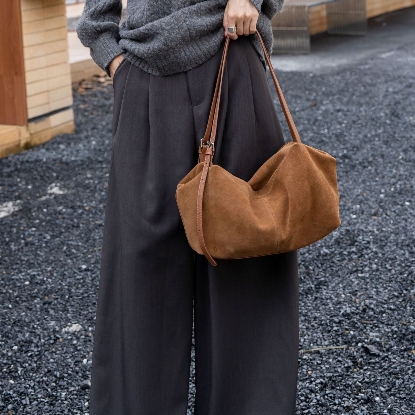 Suede Leather Tote Bag for Women