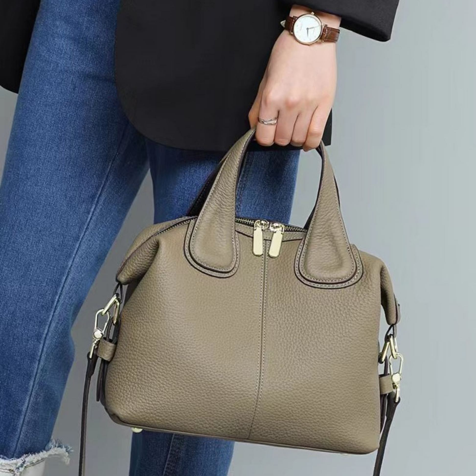 Top Handle Bag in Leather