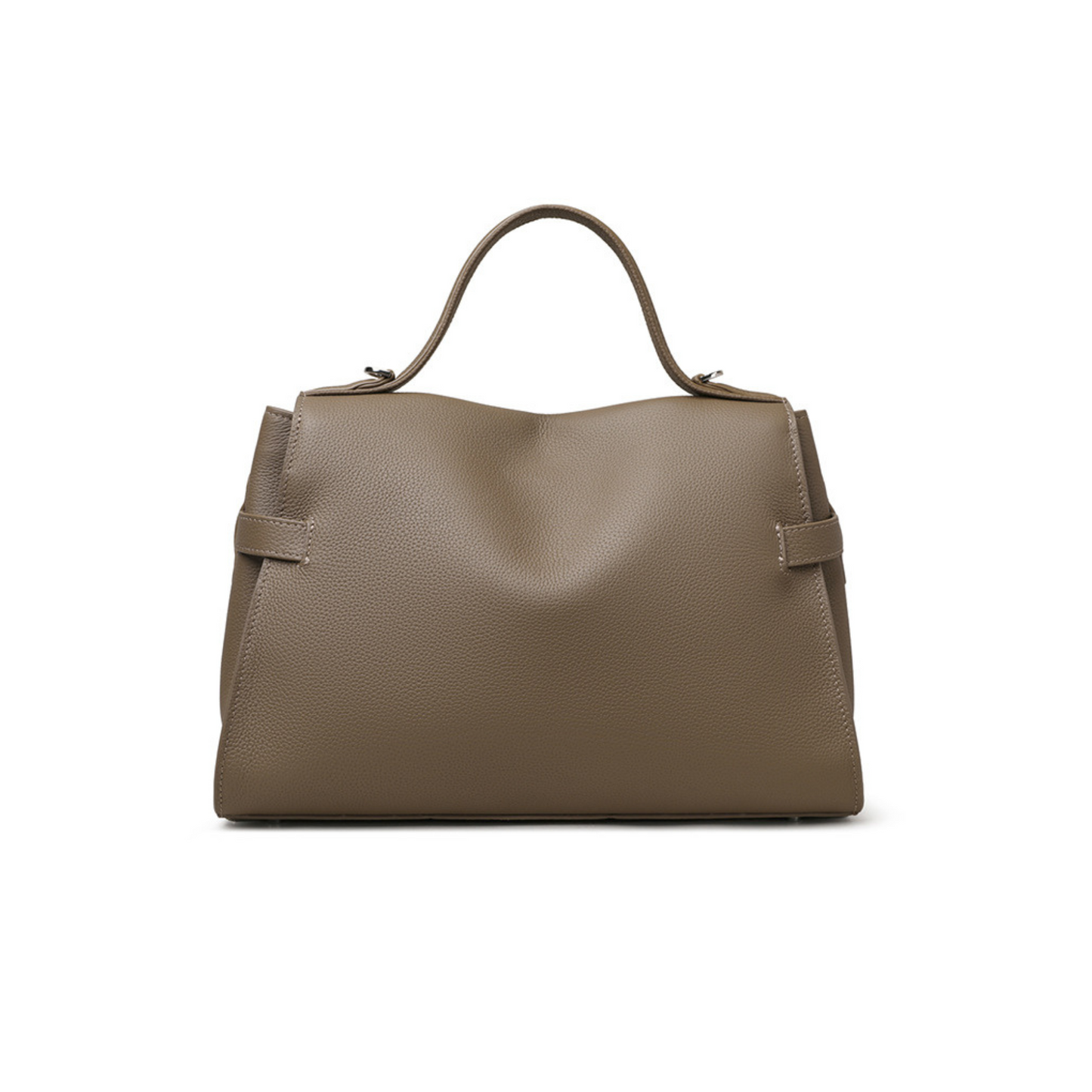 Gray leather tote bag for women