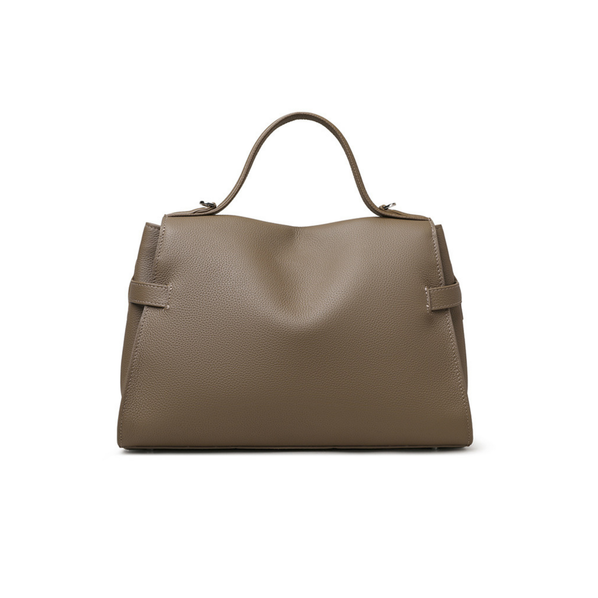 Gray leather tote bag for women