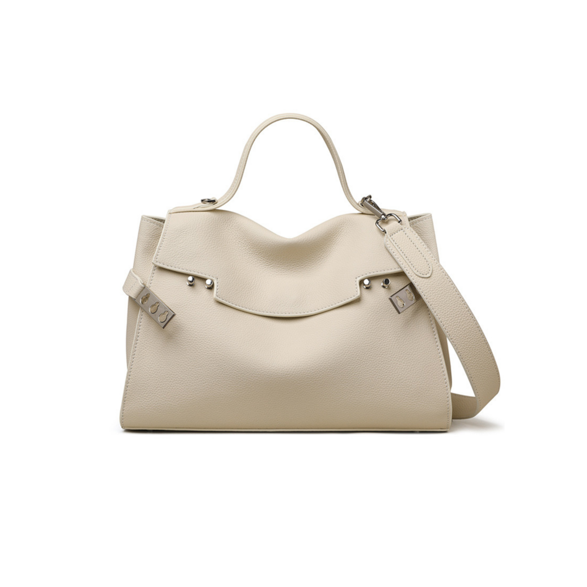 Off white leather tote bag for women