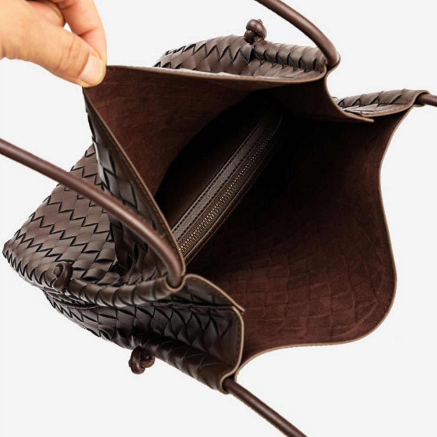 Woven Handbag in Leather