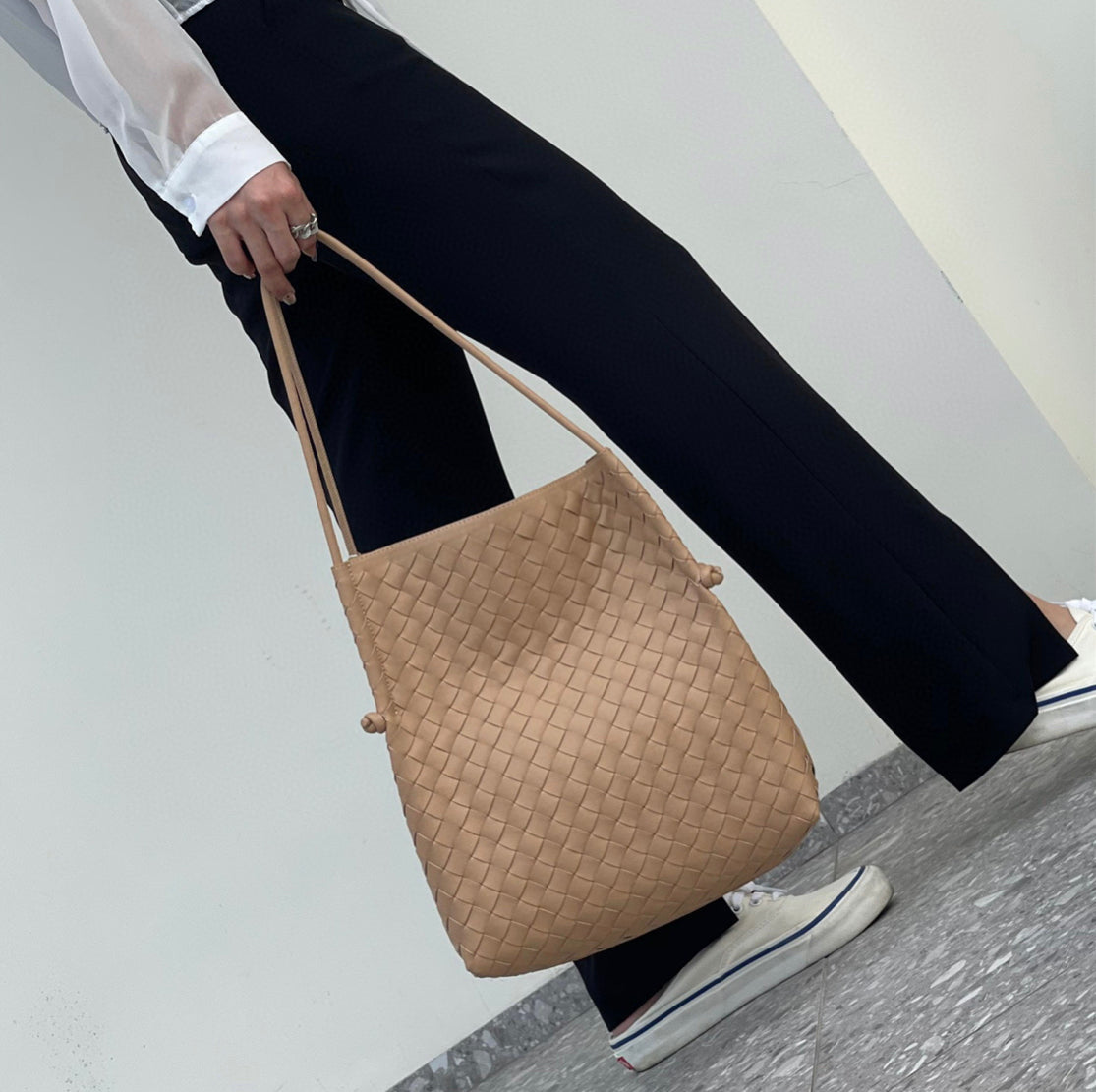 Woven Handbag in Leather